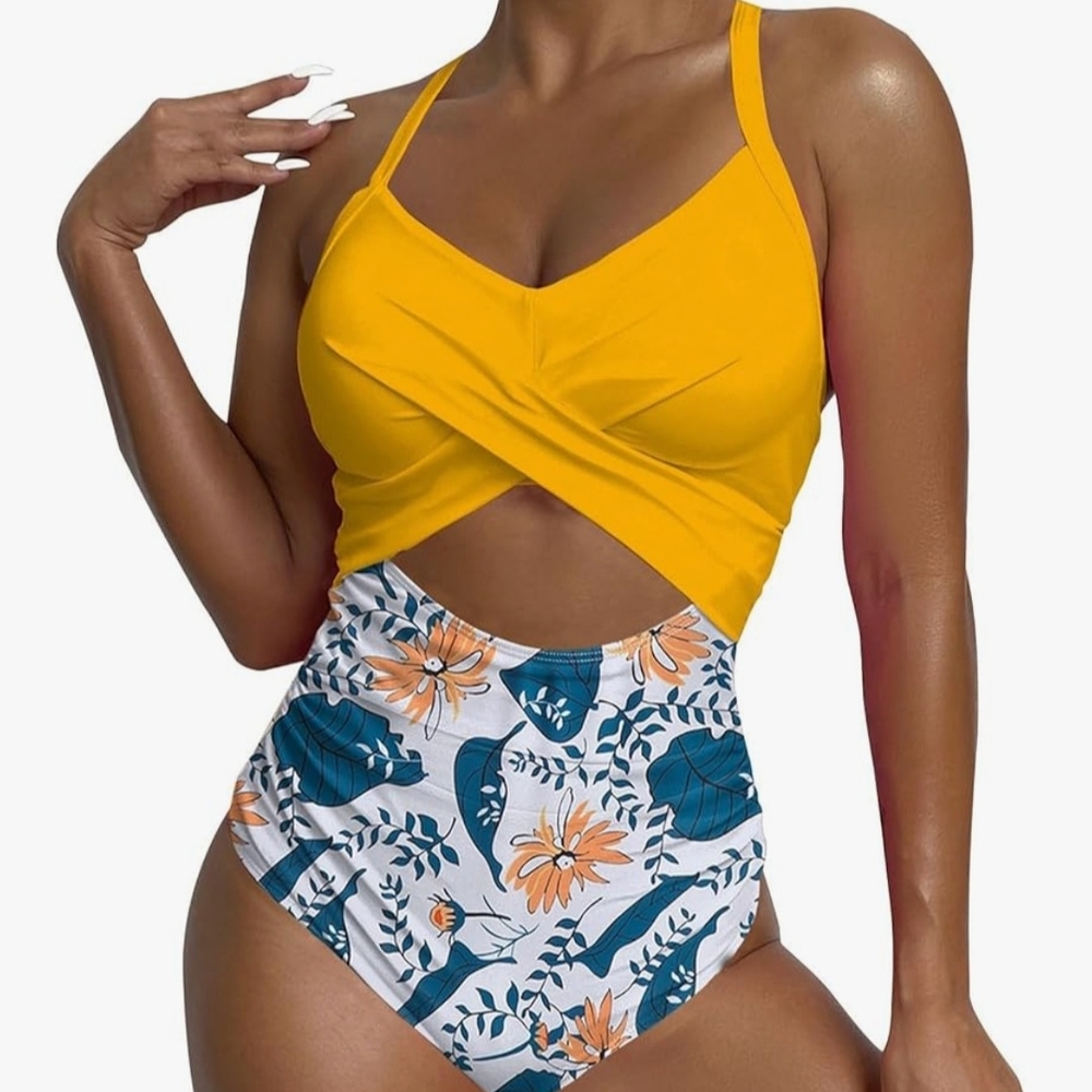 Yellow Floral Women's Swimsuit